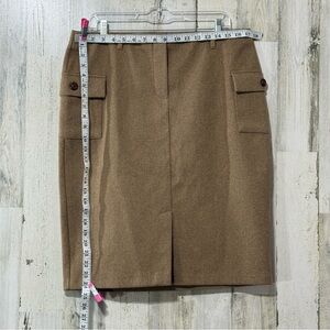Camel Color Pencil Skirt with Pockets and Button Accents